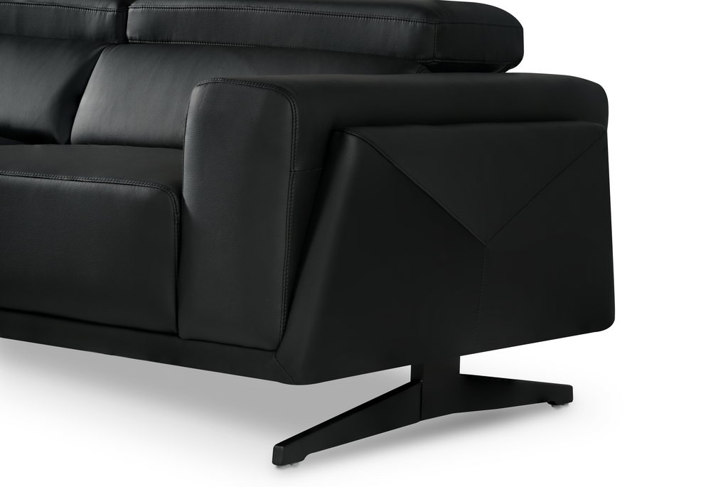 Vegan Leather Black Left Hand Facing Vinci Corner Sofa