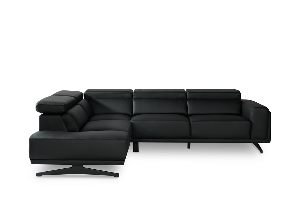 Vegan Leather Black Left Hand Facing Vinci Corner Sofa