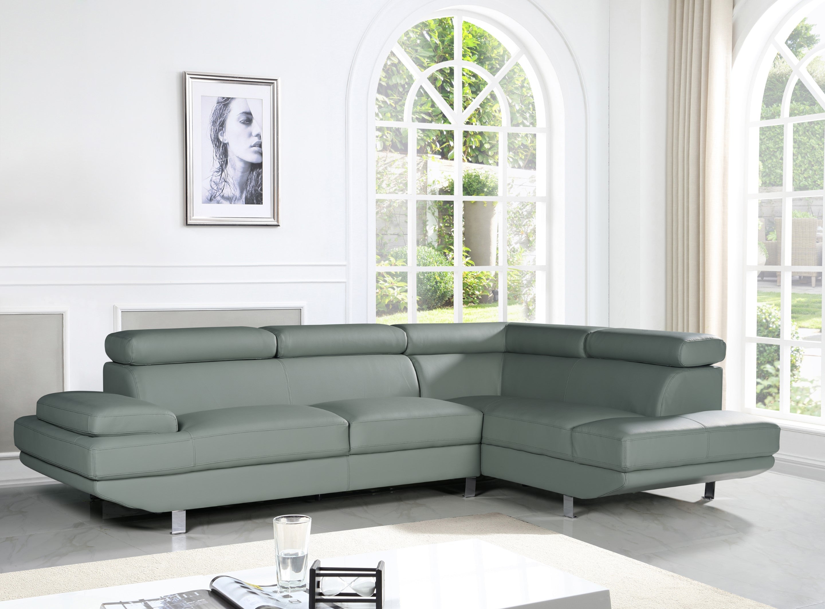 Light leather sectional hotsell