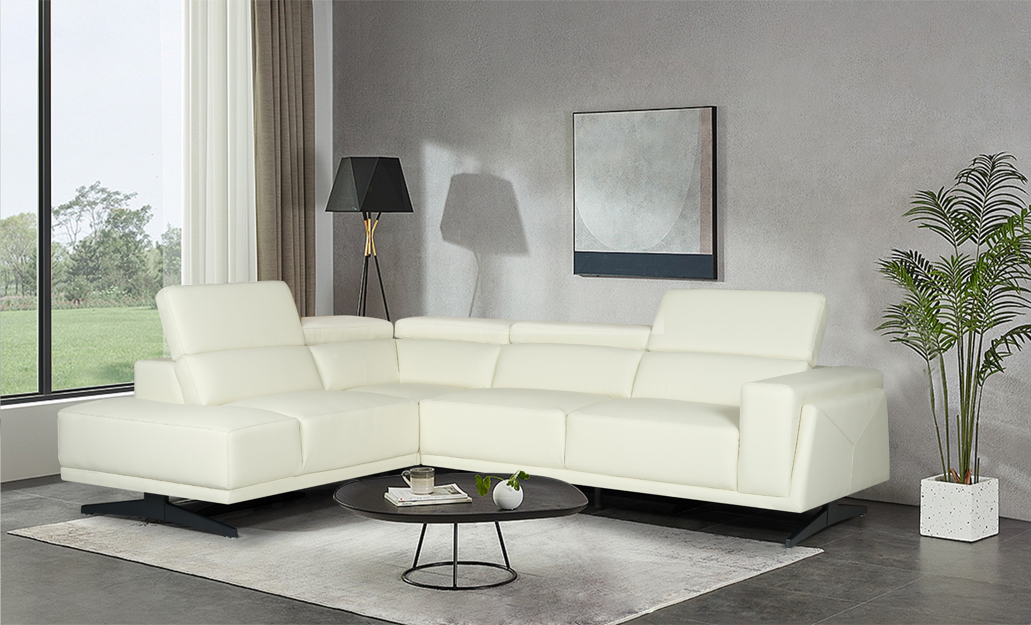 Vegan Leather White Left Hand Facing Vinci Corner Sofa Lovesofas