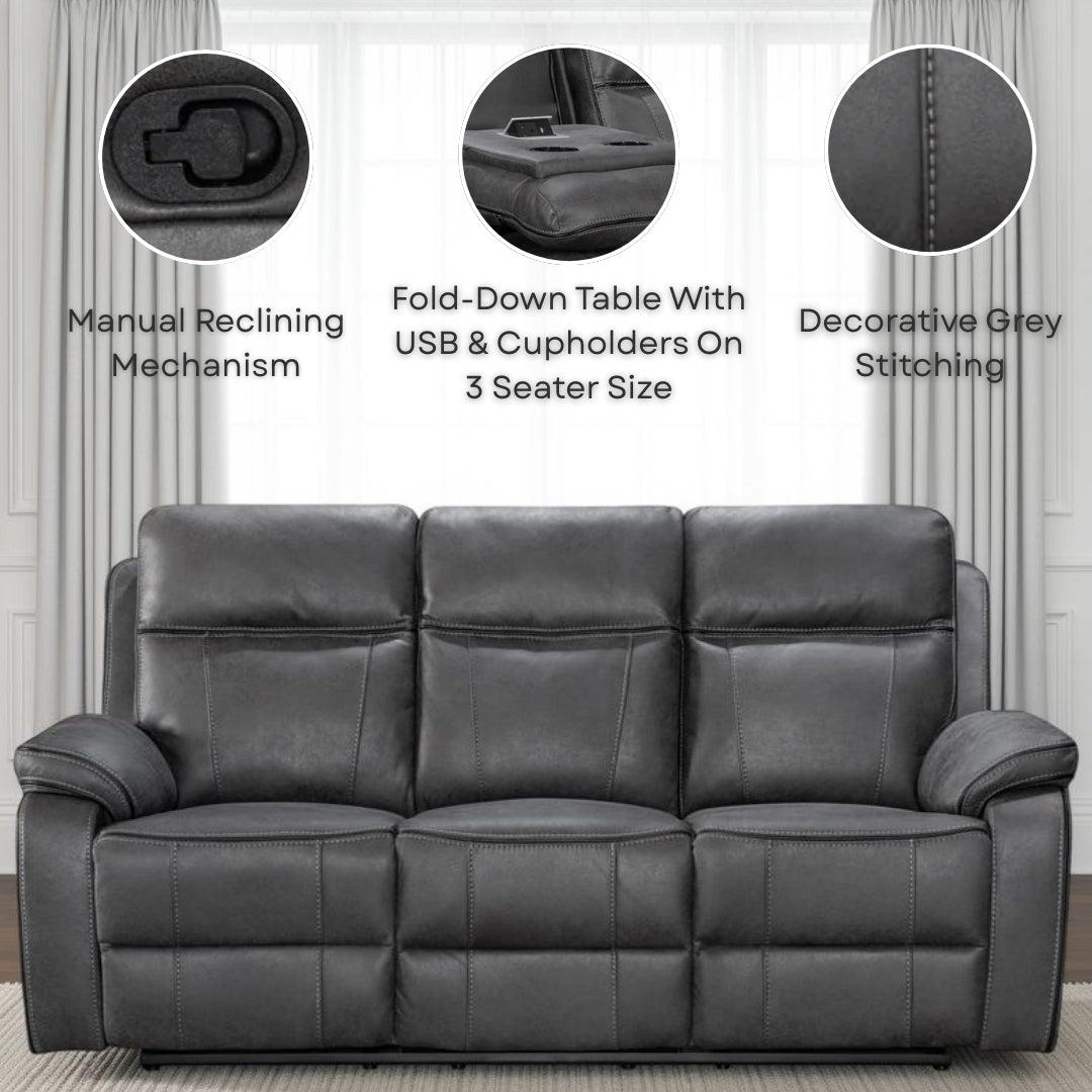 Faux Leather Grey Manual Recliner Chair VEGAS