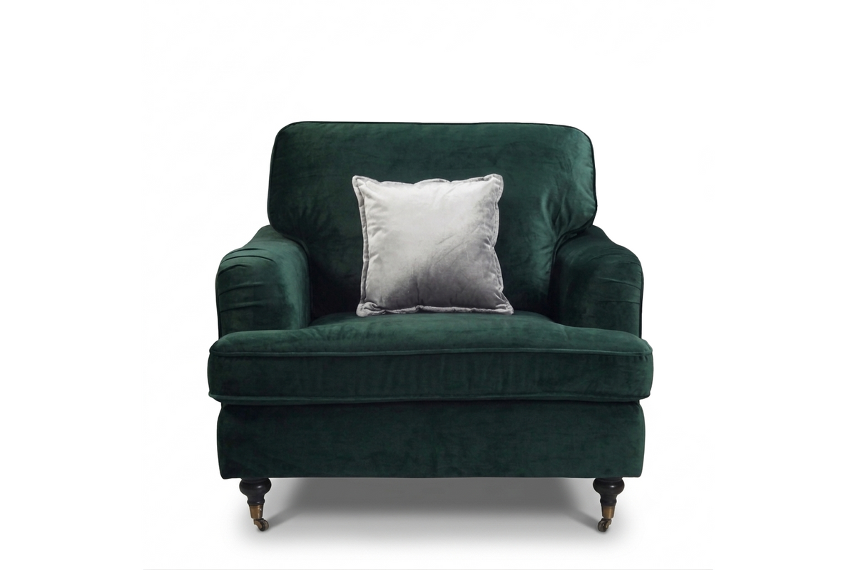 Velvet Bottle Green 1 Seater Bella Sofa ASTBURY