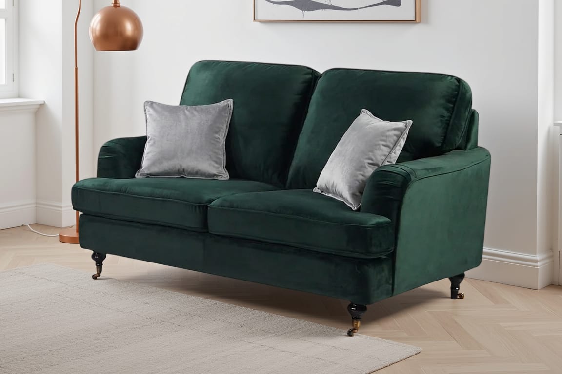 Velvet Bottle Green 3 Seater Bella Sofa ASTBURY