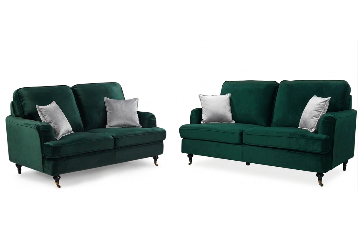 Velvet Bottle Green 3 + 2 Seater Bella Sofa Set ASTBURY