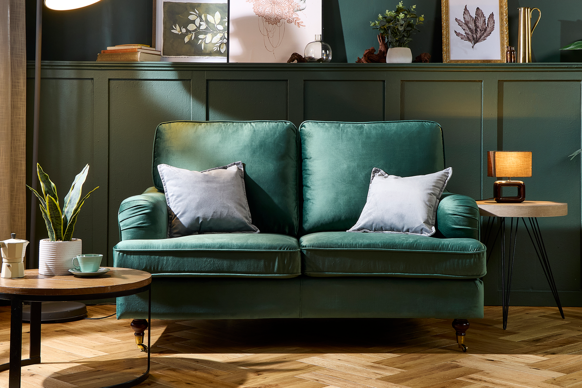 Velvet Bottle Green 2 Seater Bella Sofa ASTBURY
