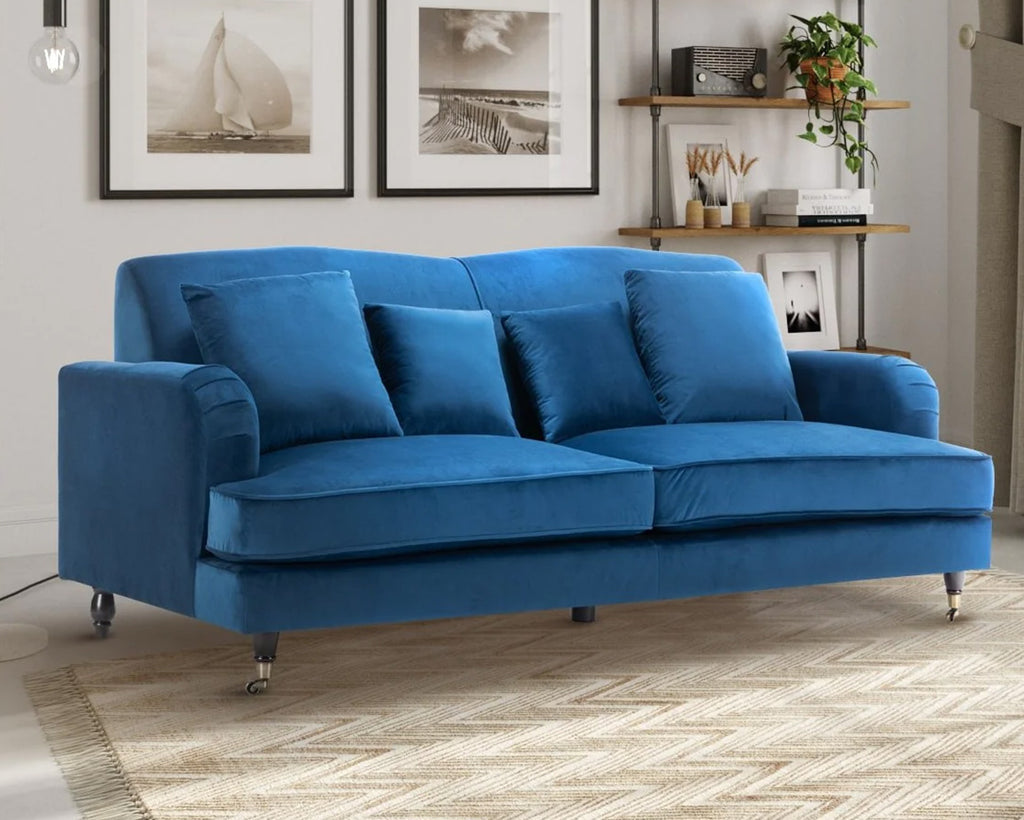 Velvet Blue 3 Seater Ashton Sofa