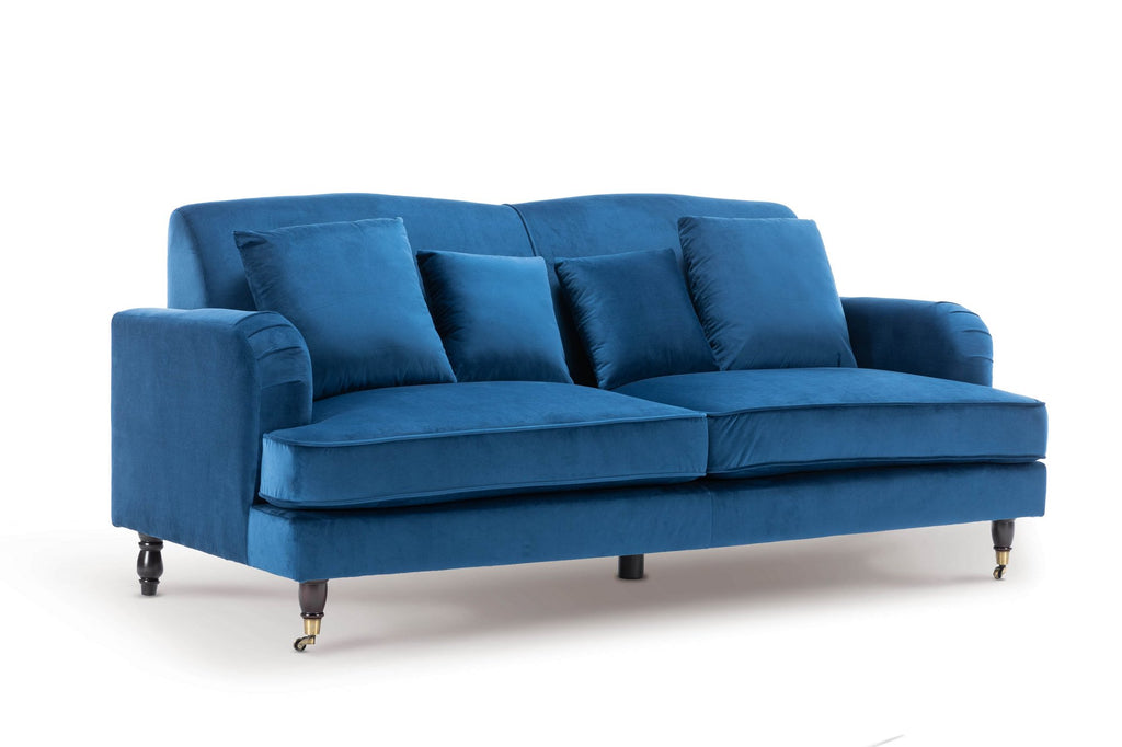 Velvet Blue 3 Seater Ashton Sofa