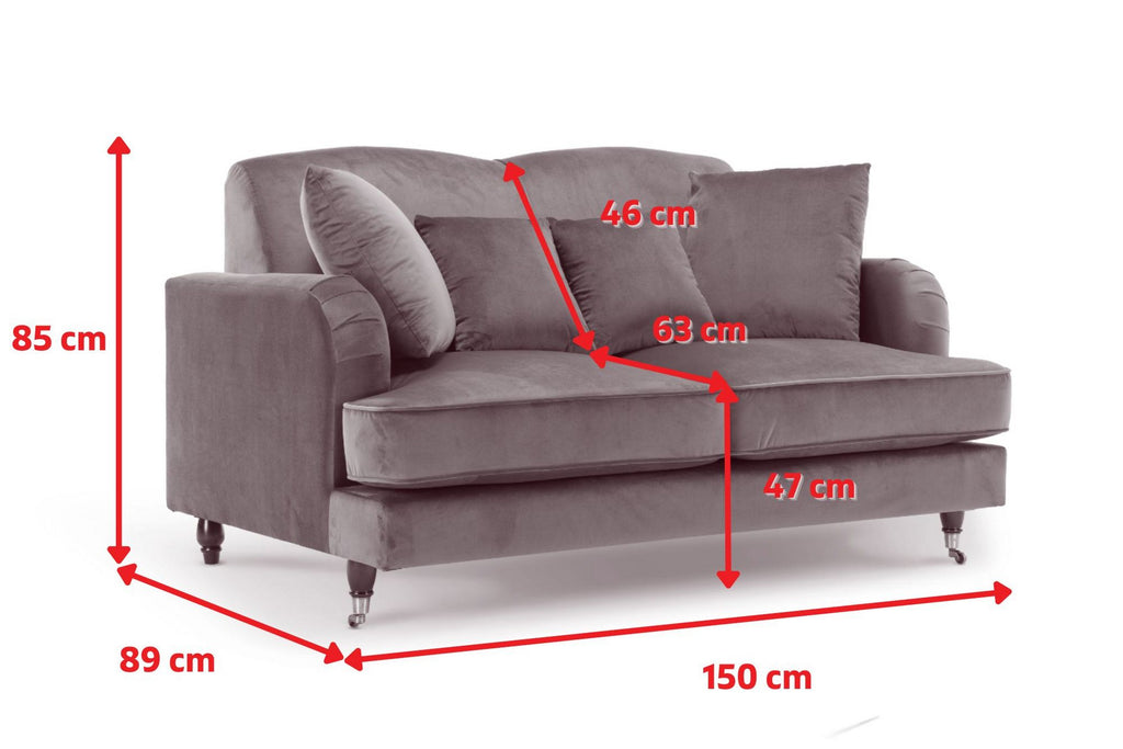 Velvet Blue 3 + 2 Seater Ashton Sofa Set Line Diagram