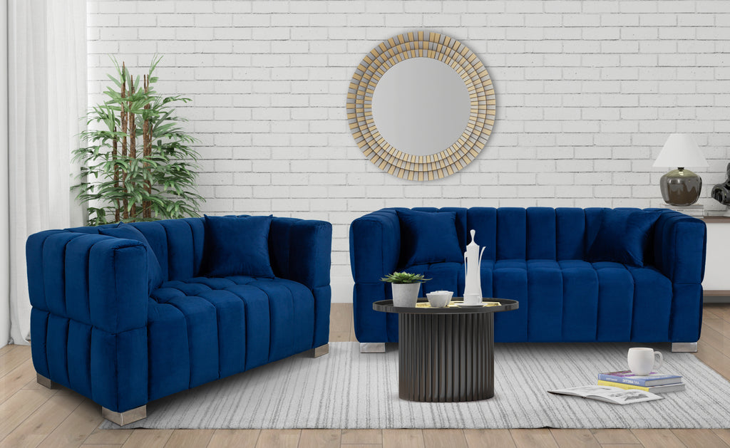 Velvet Blue 3 + 2 Seater Rochford Sofa Set