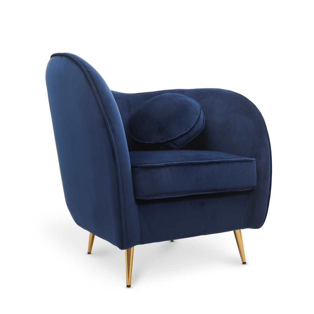 Velvet Blue Sofia 2 + 1 Seat Sofa Set