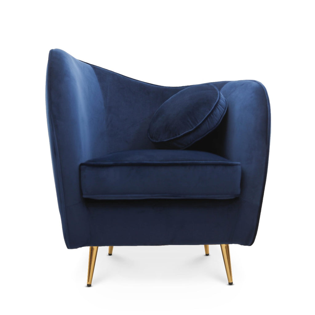 Velvet Blue Sofia 2 + 1 Seat Sofa Set