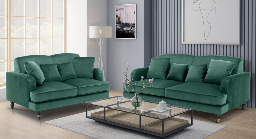 Velvet Bottle Green 2+3 Seater Ashton Sofa Set