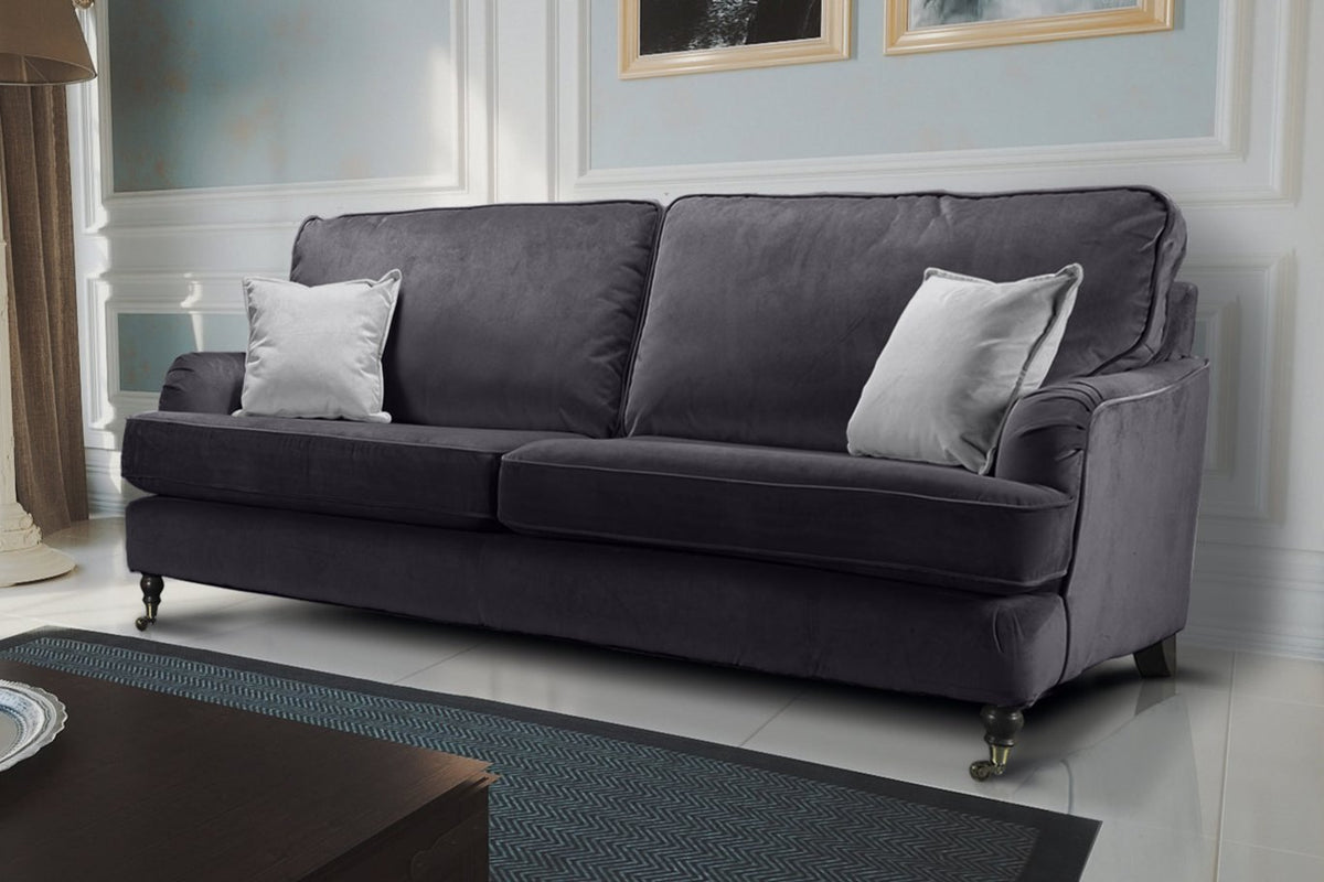 Velvet Dark Grey 3 Seater Bella Sofa ASTBURY