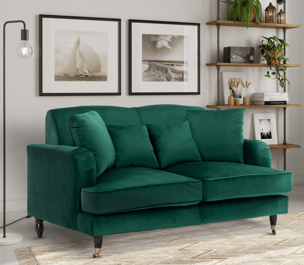 Velvet Emerald Green 2 Seater Ashton Sofa