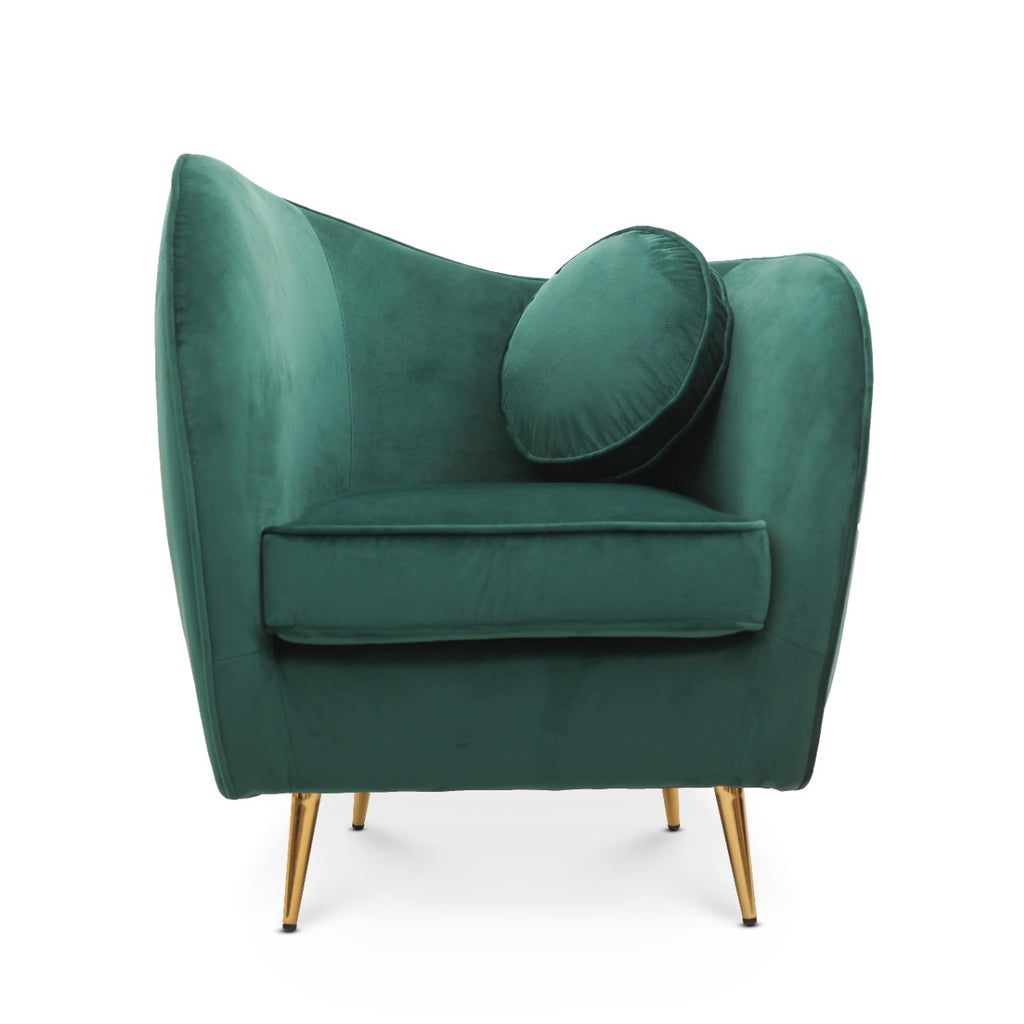 Velvet Emerald Green Sofia 2 + 1 Seat Sofa Set