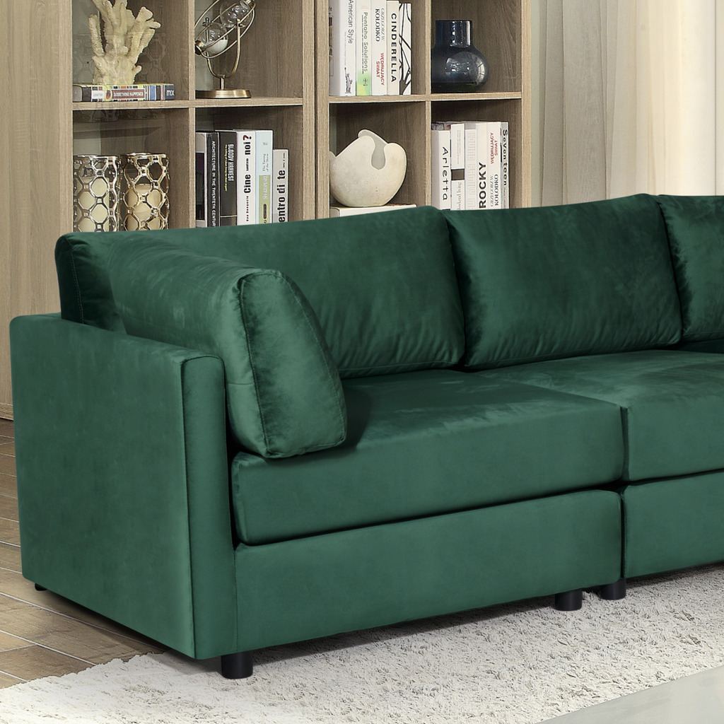 Velvet Emerald Green Tuscany 2C2 5 Seater Modular Corner Sofa