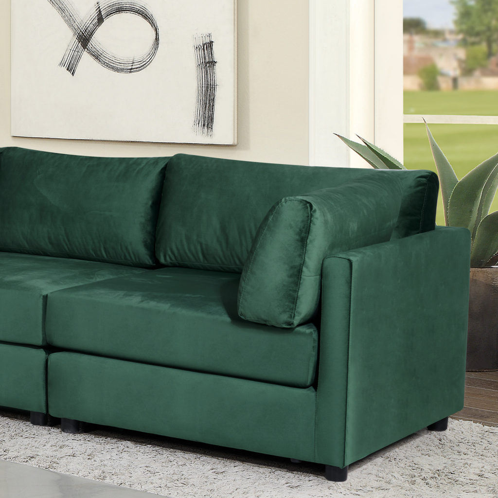 Velvet Emerald Green Tuscany 2C2 5 Seater Modular Corner Sofa