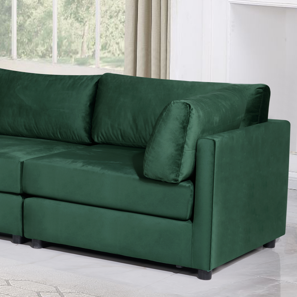 Velvet Emerald Green Tuscany 2C3 6 Seater Modular Corner Sofa