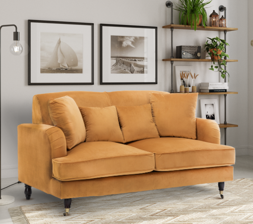 Velvet Gold 2 Seater Ashton Sofa