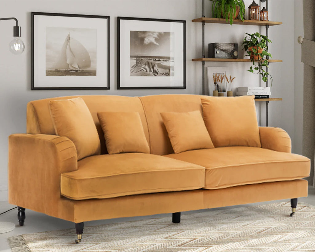 Velvet Gold 3 Seater Ashton Sofa