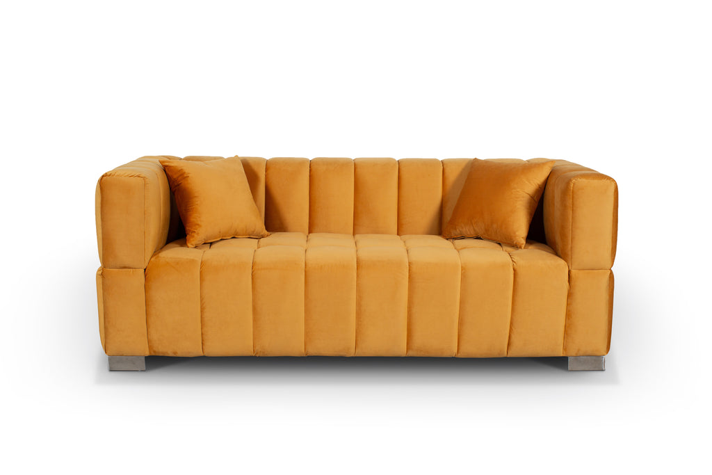 Velvet Gold 3 Seater Rochford Sofa