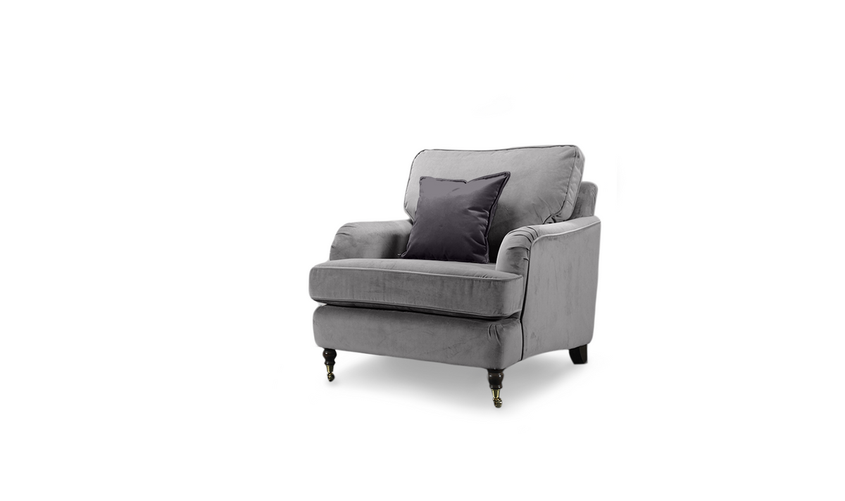 Velvet Grey 1 Seater Bella Sofa ASTBURY