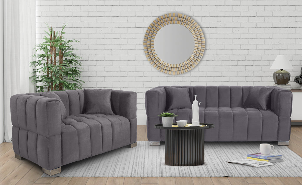 Velvet Grey 3 + 2 Seater Rochford Sofa Set