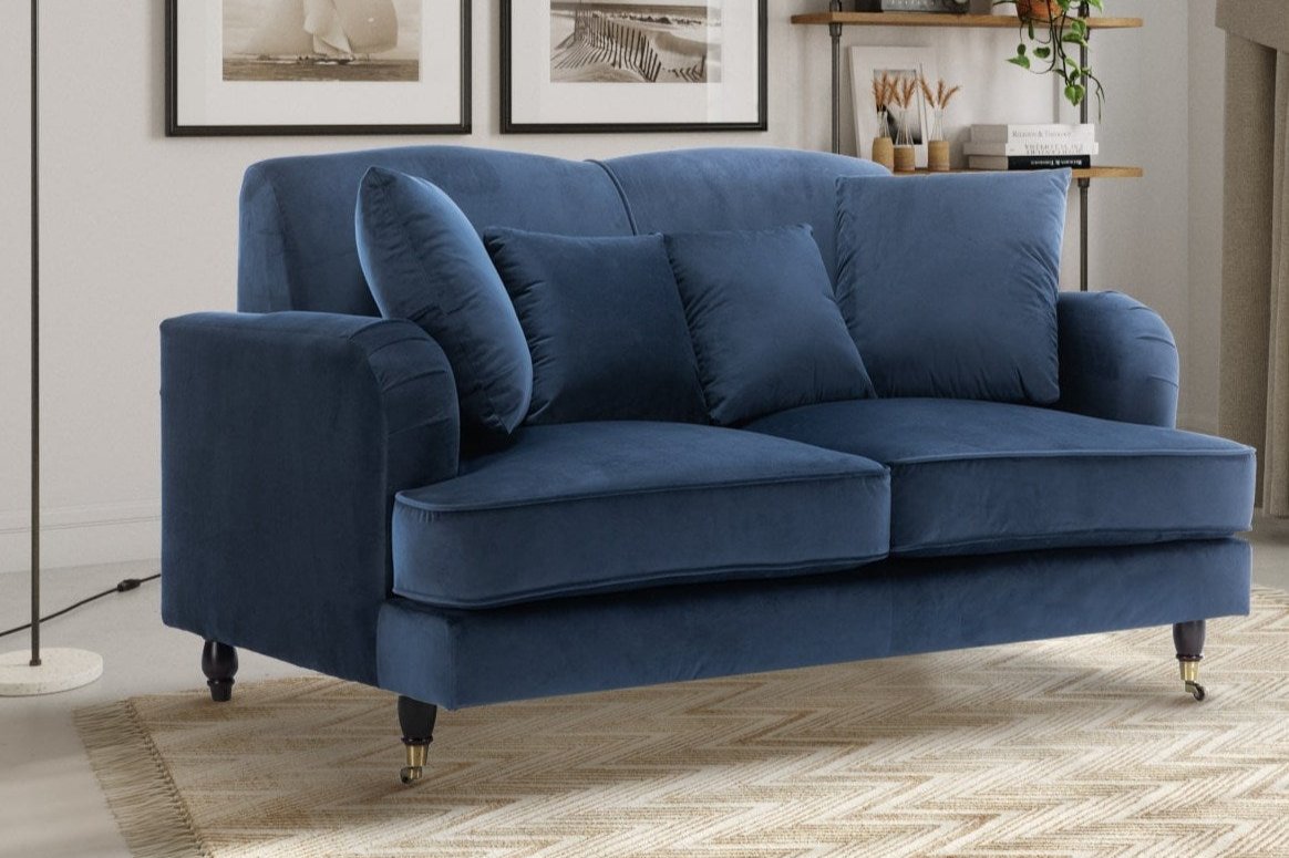 Velvet Navy Blue 2 Seater Sofa ASHTON