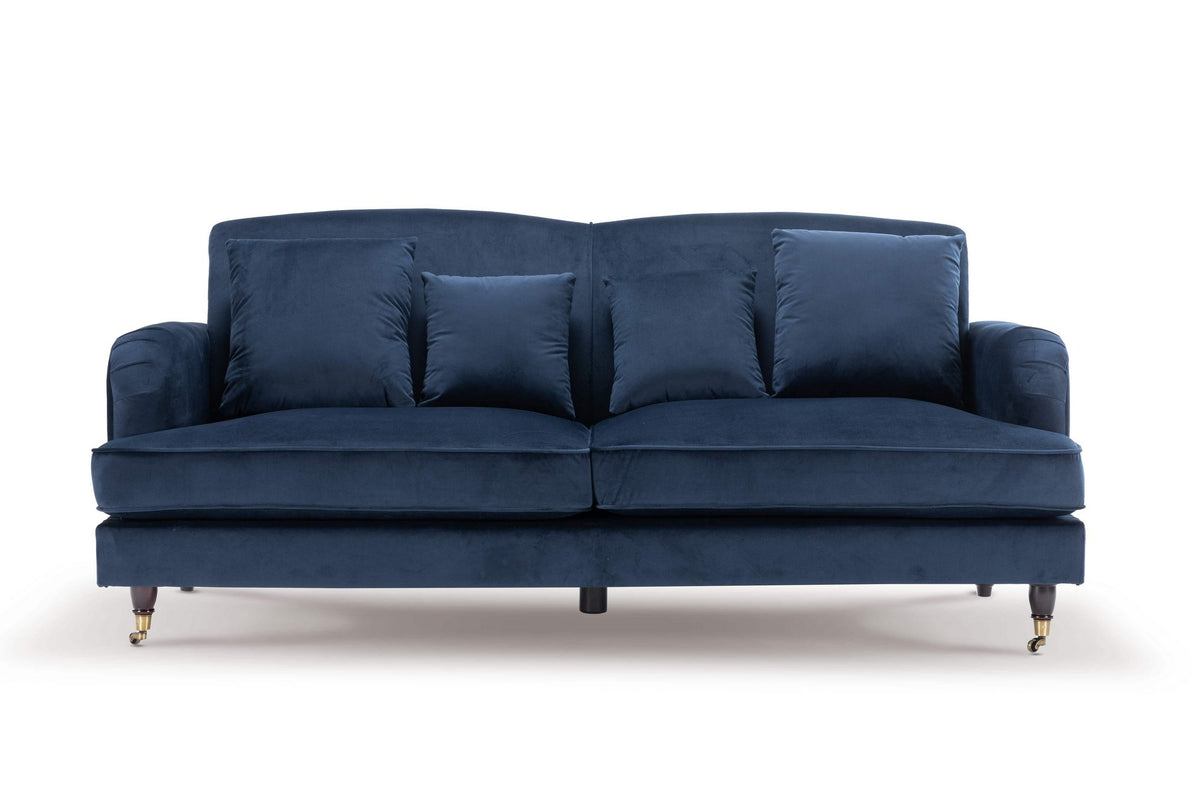 Velvet Navy Blue 3 Seater Sofa ASHTON