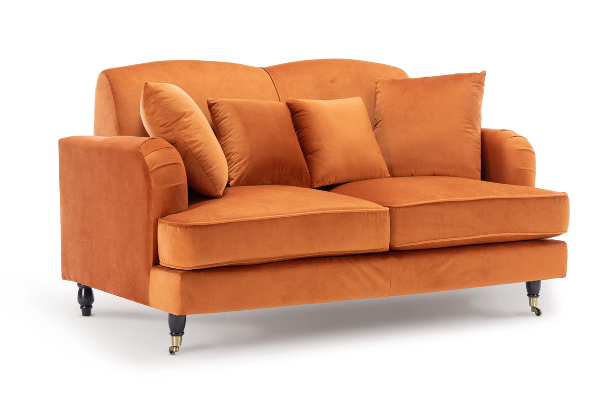 Velvet Orange 2 Seater Sofa ASHTON