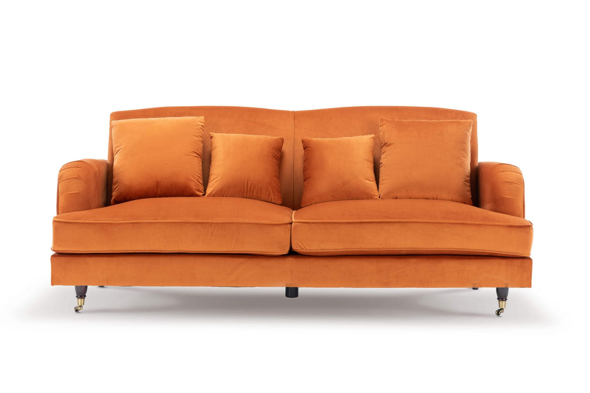 Velvet Orange 3 Seater Sofa ASHTON