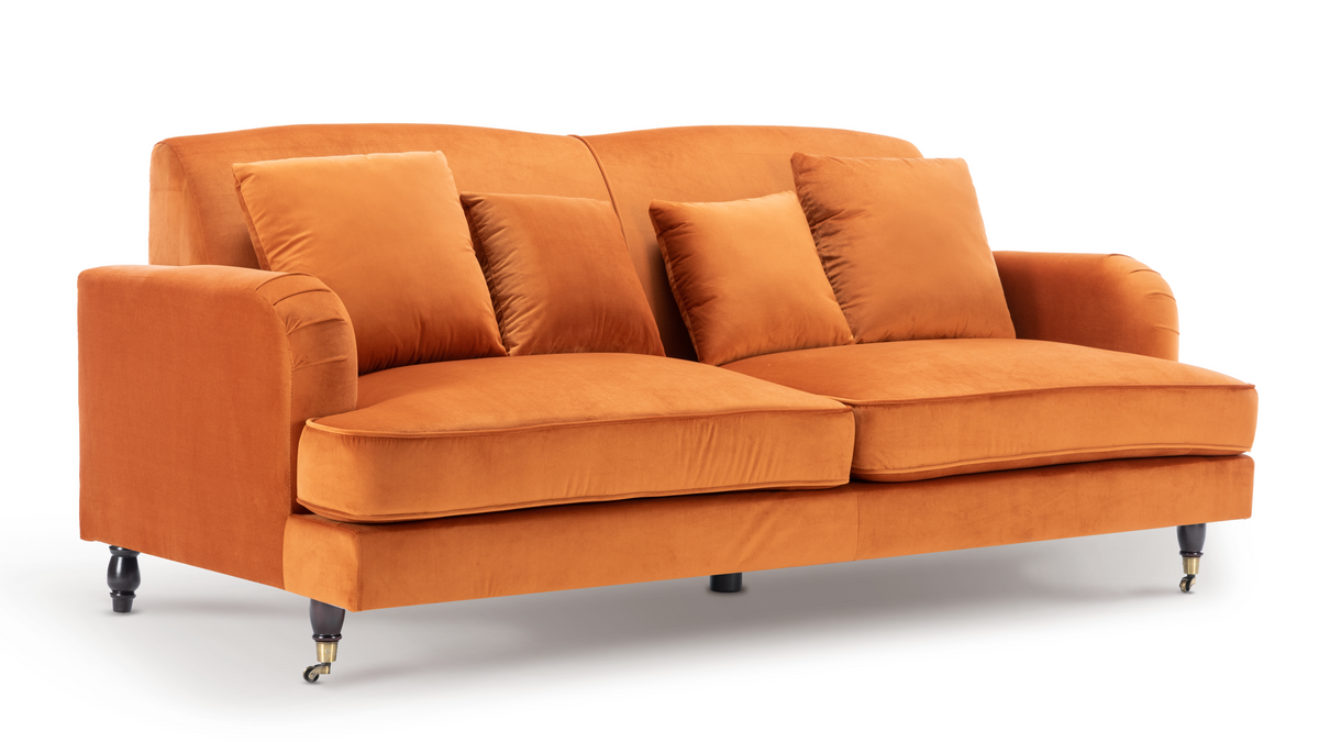 Velvet Orange 3 + 2 Seater Sofa Set ASHTON