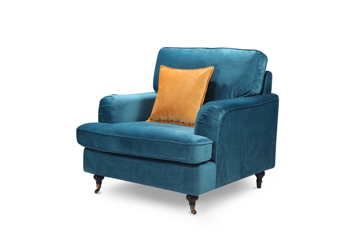 Velvet Turquoise / Teal 1 Seater Bella Sofa ASTBURY