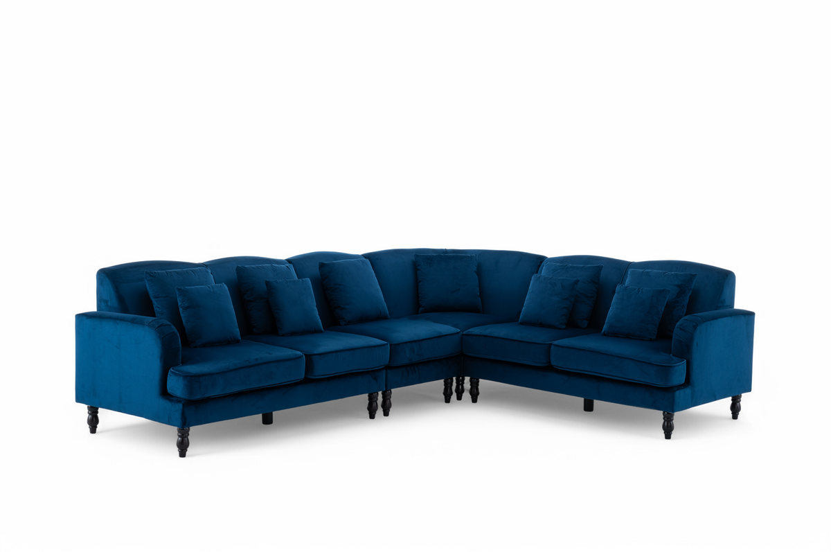 Velvet Blue Modular Corner Sofa 2C3/3C2 ASHTON