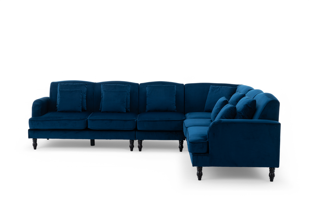 Velvet Blue Modular Corner Sofa 2C3/3C2 ASHTON
