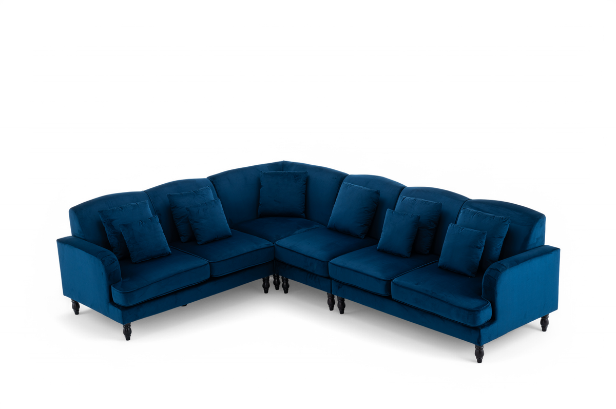 Velvet Blue Modular Corner Sofa 2C3/3C2 ASHTON