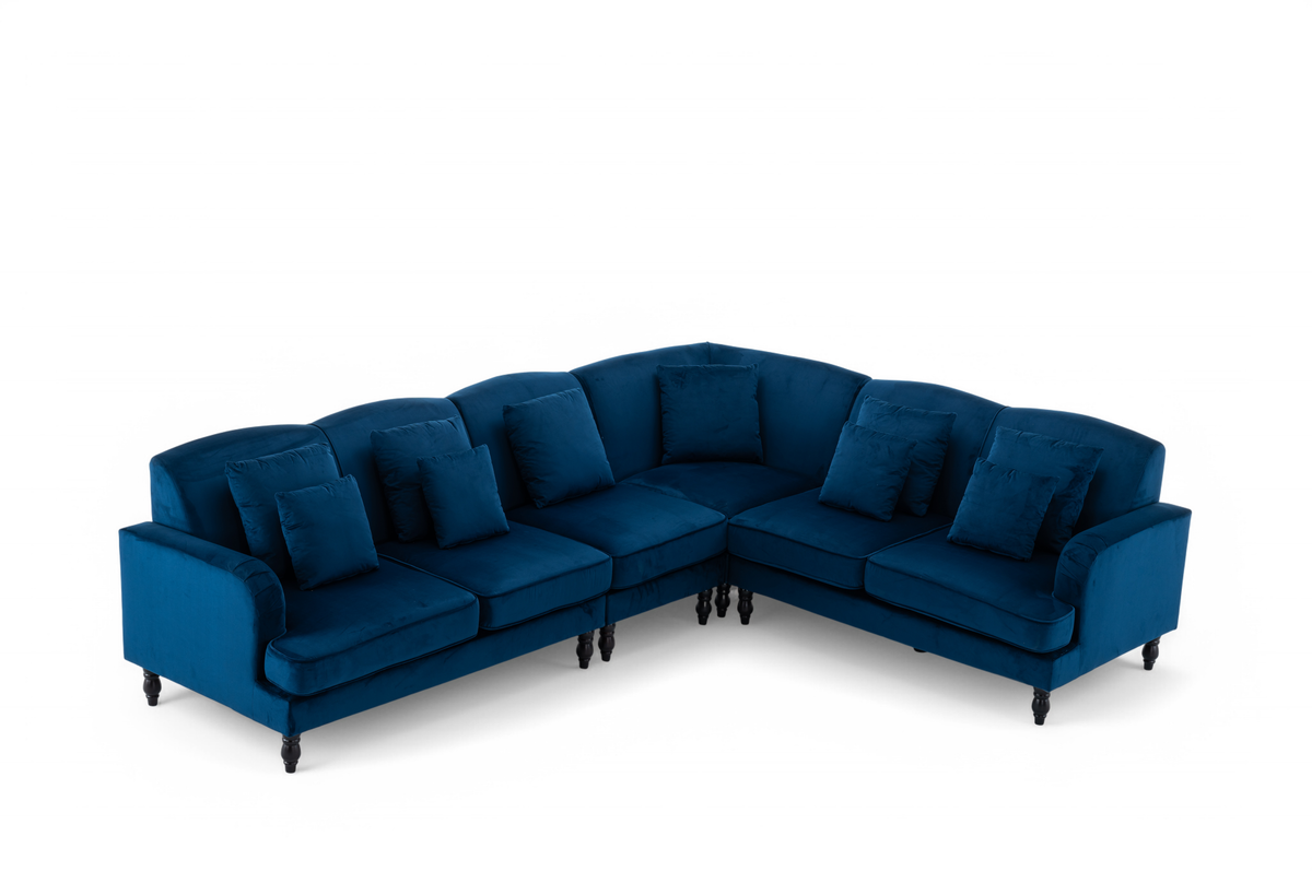 Velvet Blue Modular Corner Sofa 2C3/3C2 ASHTON