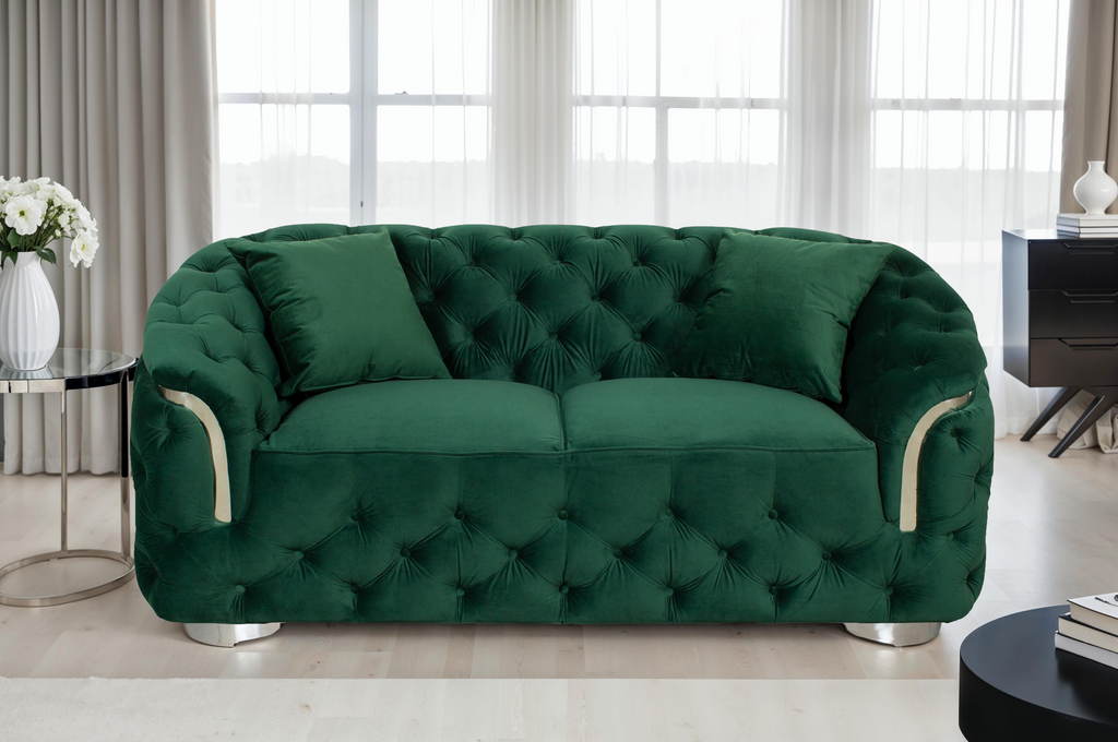 Velvet Bottle Green 2 Seater Aveley Sofa