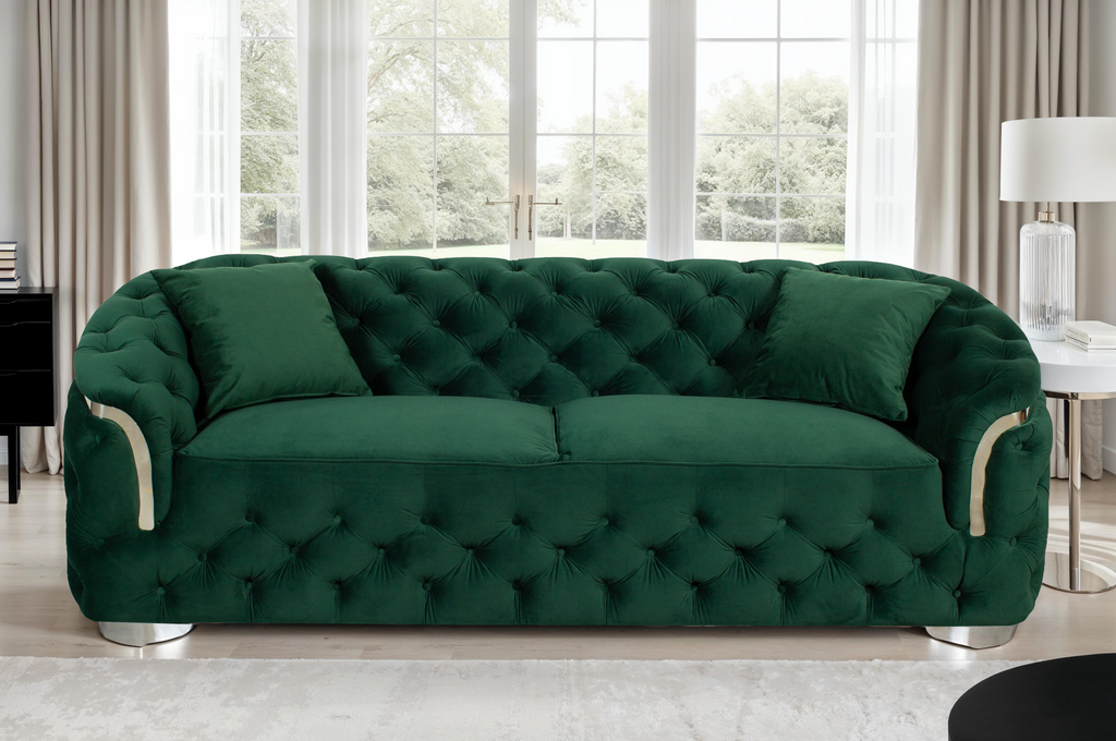 Velvet Bottle Green 3 Seater Aveley Sofa