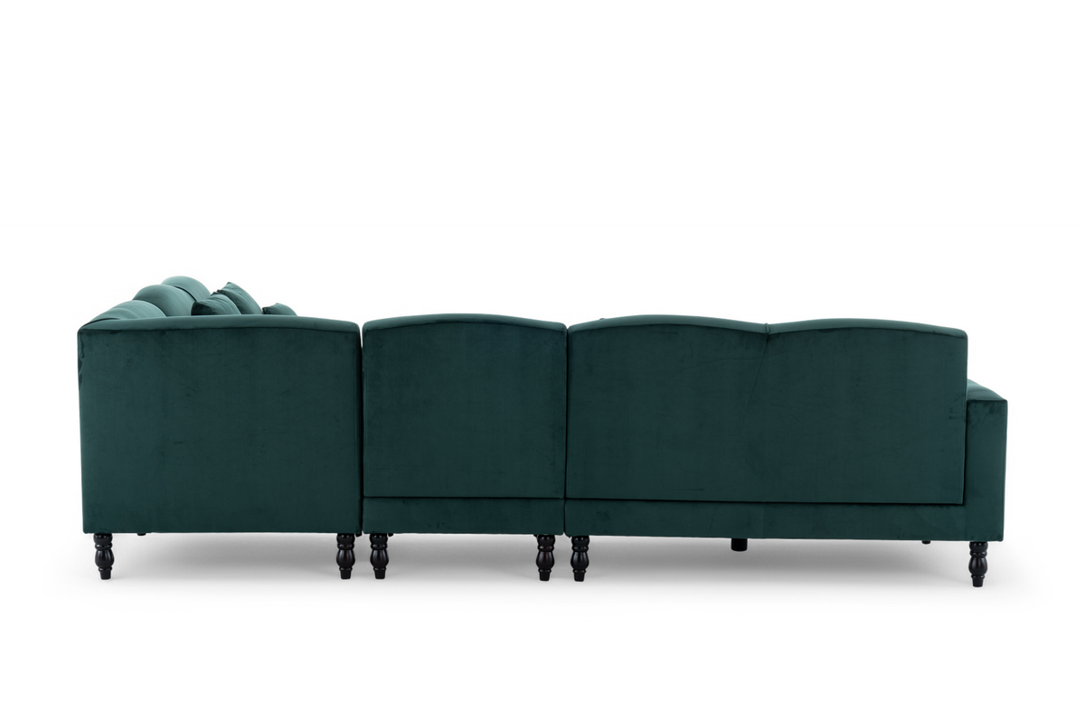 Velvet Bottle Green Modular Corner Sofa 2C3/3C2 ASHTON