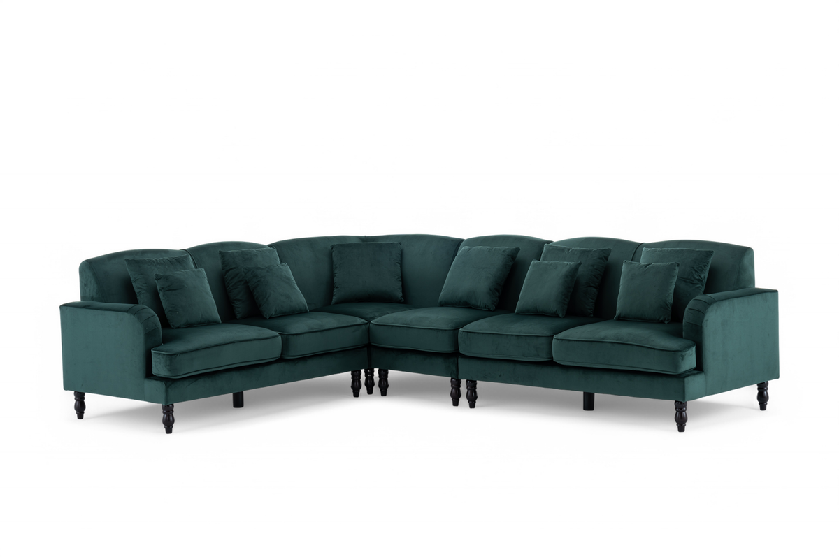 Velvet Bottle Green Modular Corner Sofa 2C3/3C2 ASHTON