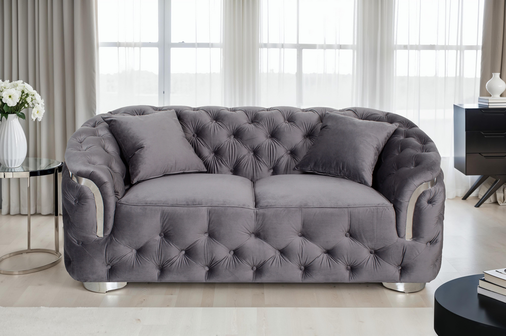 Velvet Dark Grey 2 Seater Aveley Sofa