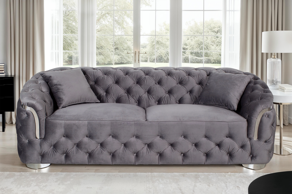 Velvet Dark Grey 3 Seater Aveley Sofa