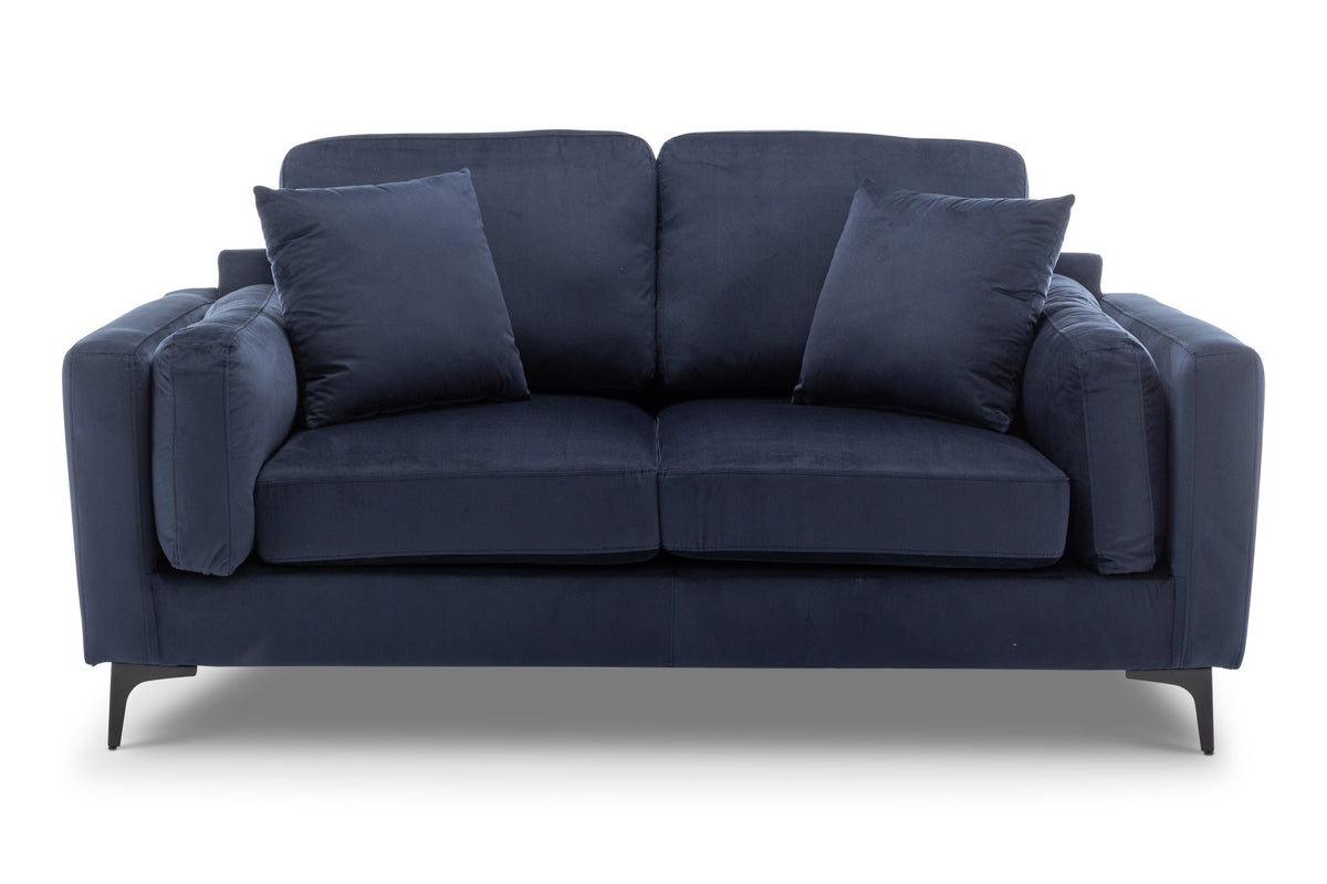 Velvet Navy Blue 2 Seater Sofa MARGHERA Front