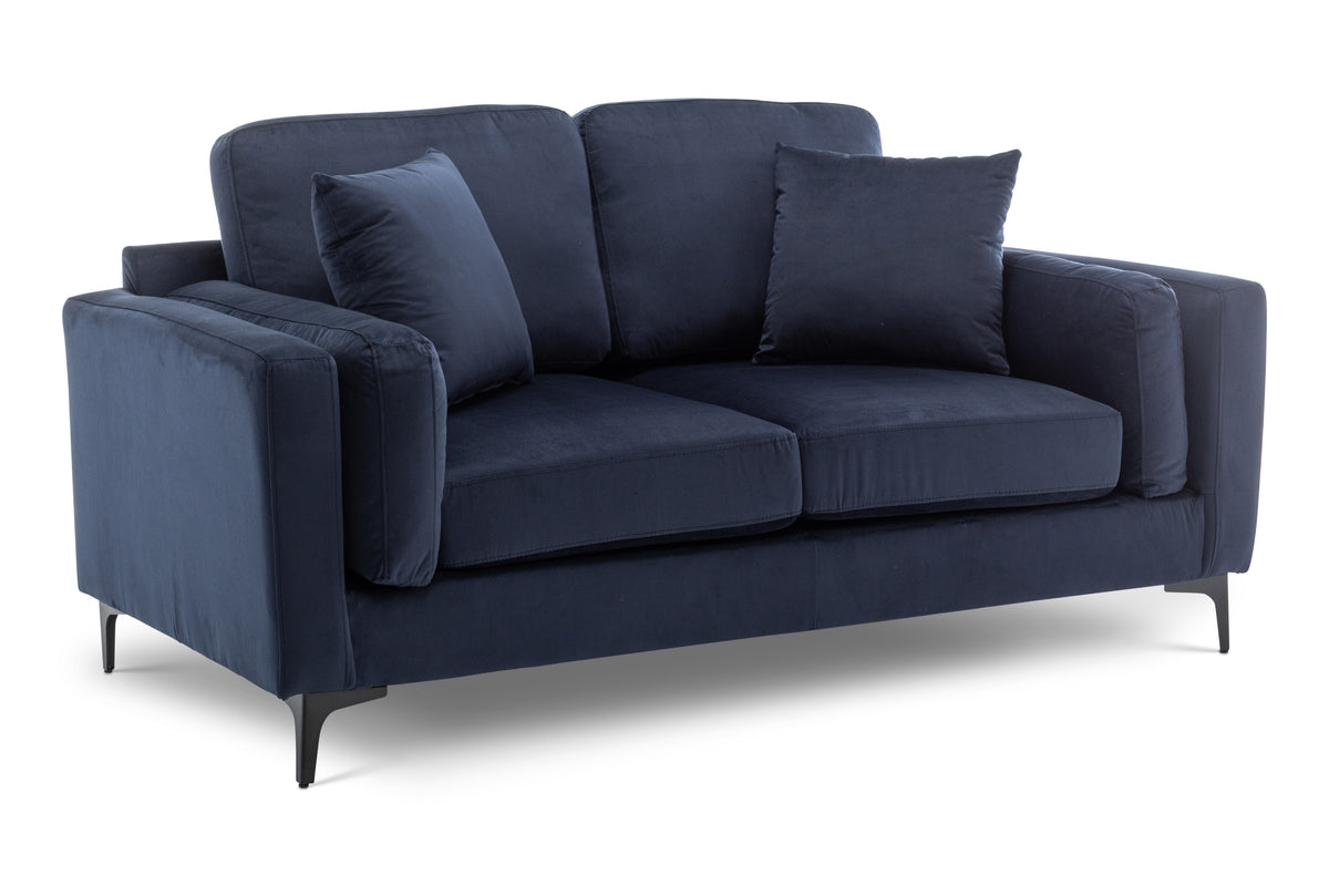Velvet Navy Blue 2 Seater Sofa MARGHERA Front Angle