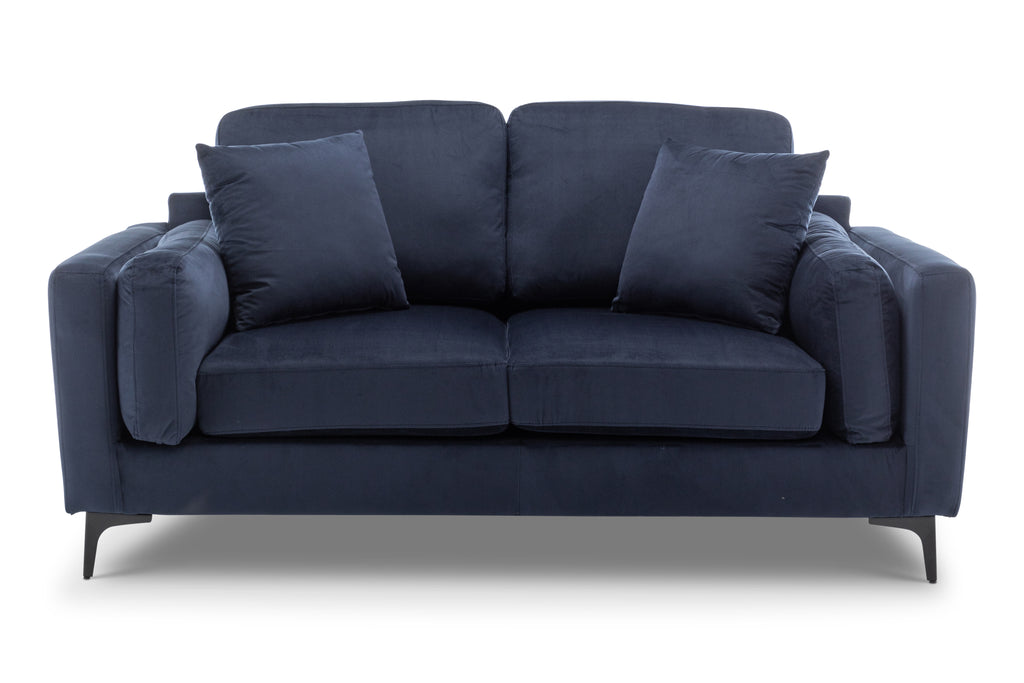 Velvet Navy Blue 2 Seater Sofa MARGHERA Front