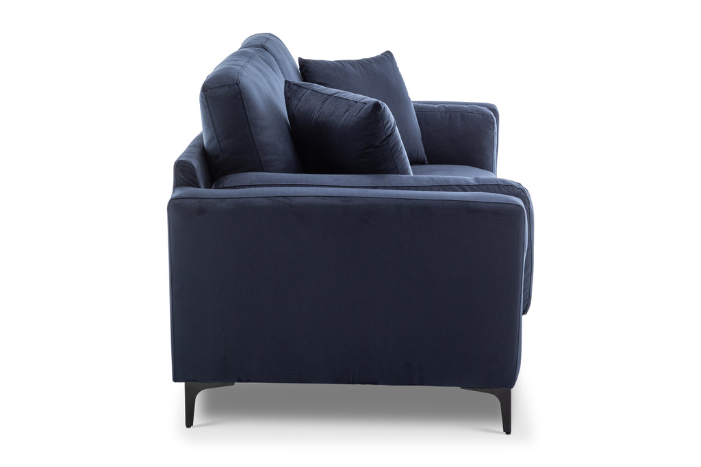 Velvet Navy Blue 2 Seater Sofa MARGHERA Side