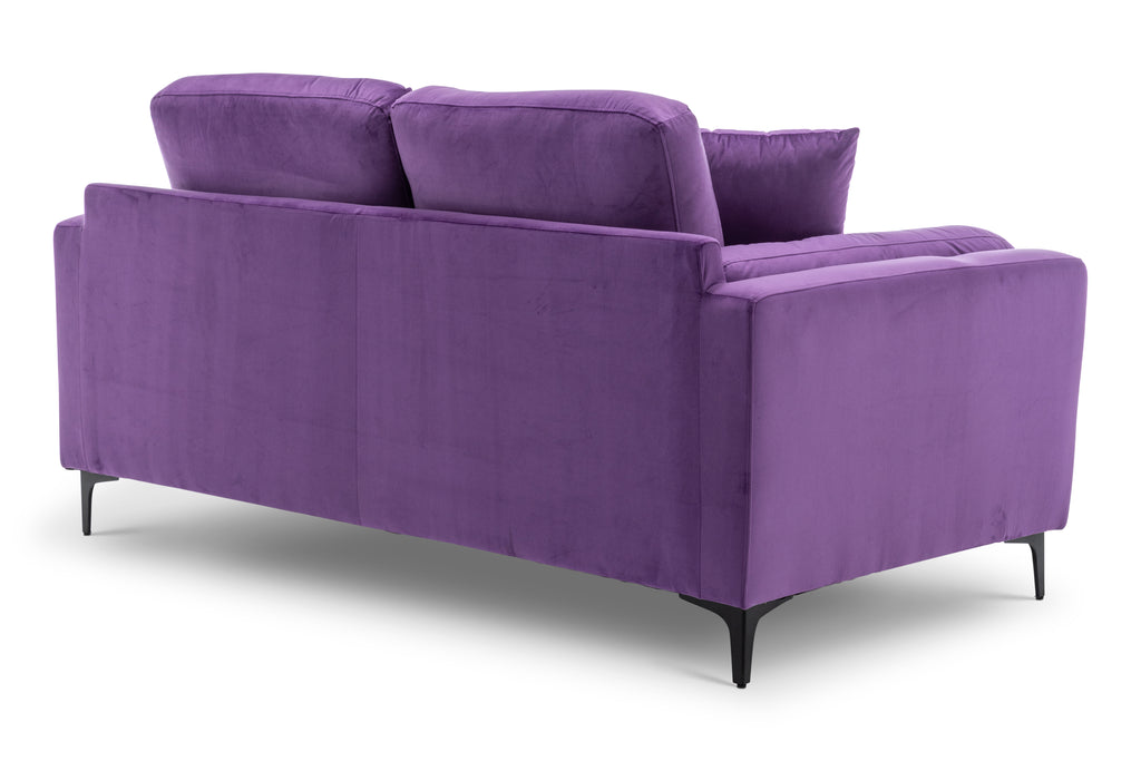 Velvet Purple 2 Seater Sofa MARGHERA Back Angle