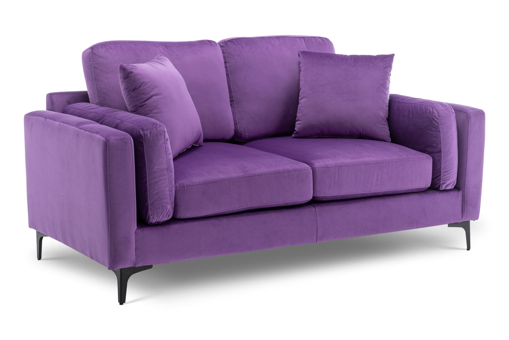 Velvet Purple 2 Seater Sofa MARGHERA Front Angle