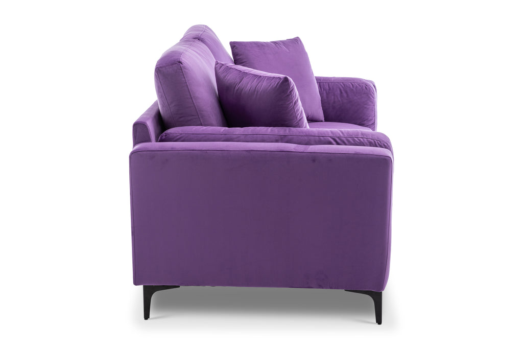 Velvet Purple 2 Seater Sofa MARGHERA Side